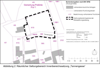 Räumlicher Geltungsbereich Innenbereichssatzung „Tannengasse“ ©Stadtplanung / Stadtverwaltung Naumburg (Saale)